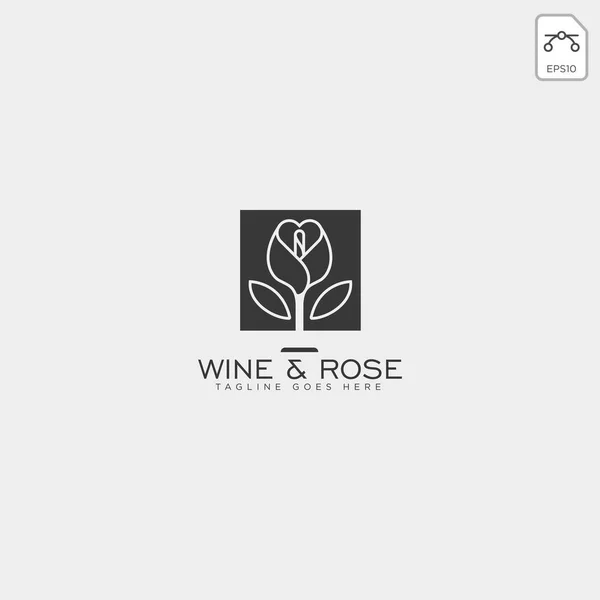 Vino Rosa Logotipo Plantilla Vector Aislado Elementos Icono Vector — Archivo Imágenes Vectoriales