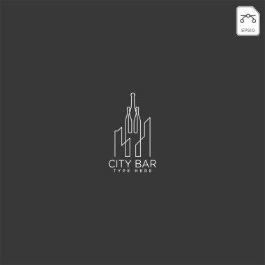 Şehir bar, içki club yaratıcı logo şablonu vektör illüstrasyon simge elemanları izole