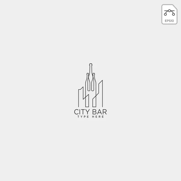 Bar Della Città Drink Club Logo Creativo Modello Vettoriale Illustrazione — Vettoriale Stock