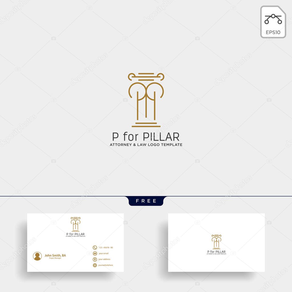 Elegant attorney logo line design template illustration - vector