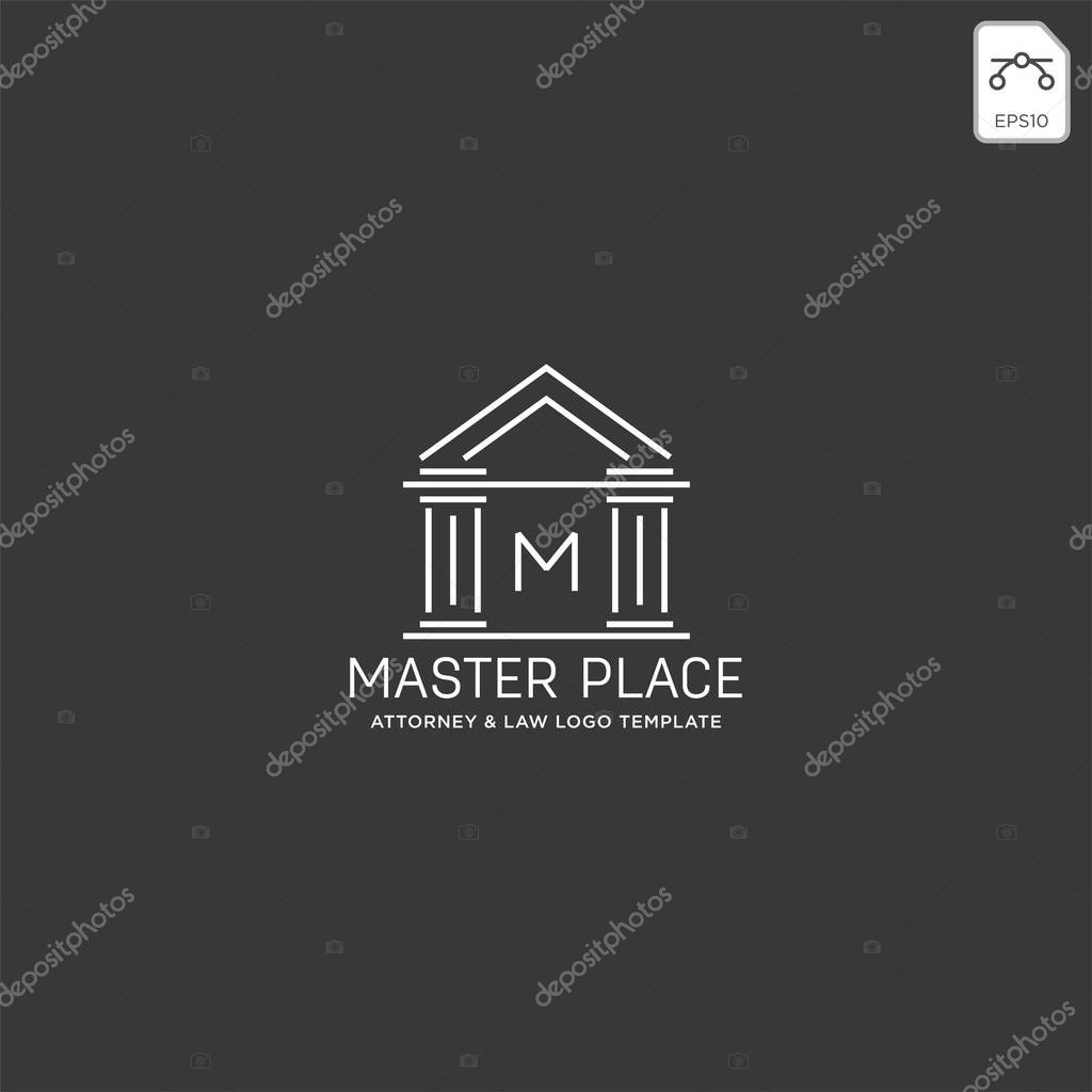 Elegant attorney logo line design template illustration - vector