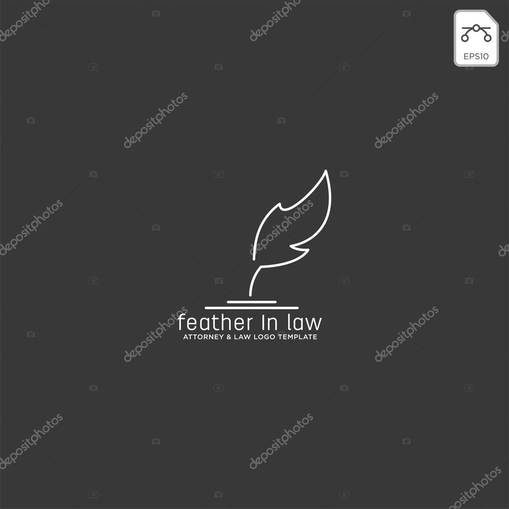 Elegant feather attorney logo line design template illustration - vector