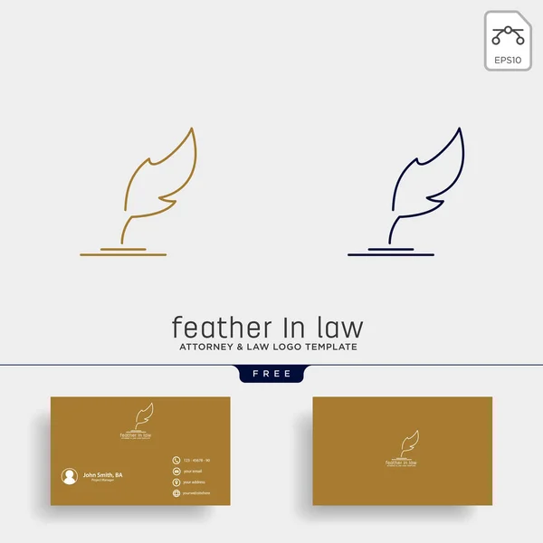 Elegante Feder Rechtsanwalt Logo Linie Design Vorlage Illustration Vektor — Stockvektor