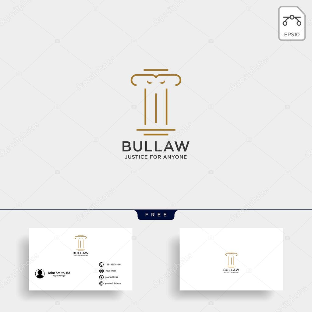 Elegant pillar attorney logo line design template illustration - vector