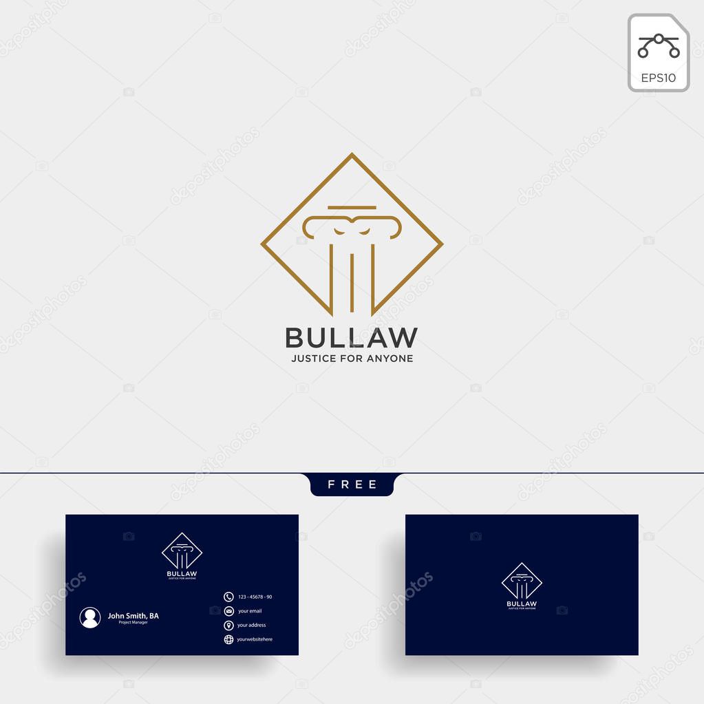 Elegant pillar attorney logo line design template illustration - vector