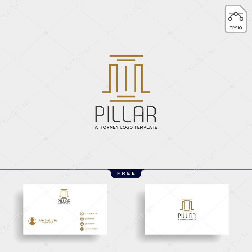 Elegant pillar attorney logo line design template illustration - vector