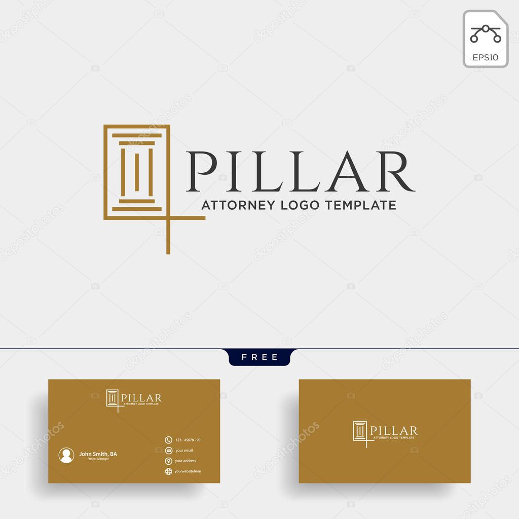 Elegant pillar attorney logo line design template illustration - vector