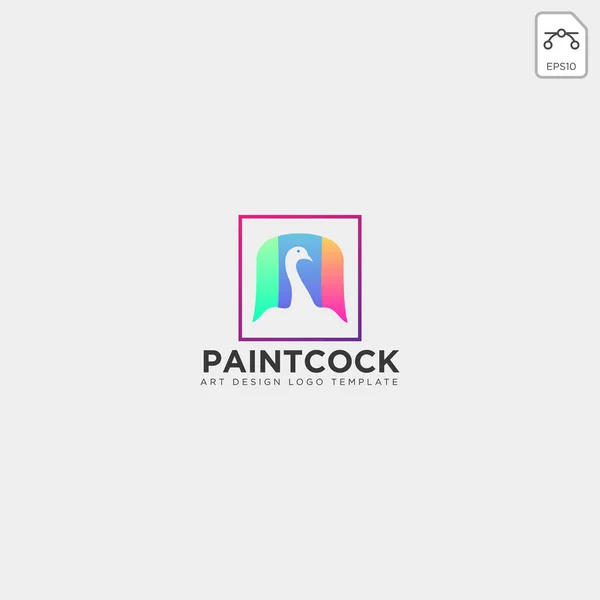 Peacock Schilderij Regenboog Kleurrijke Logo Sjabloon Vector — Stockvector