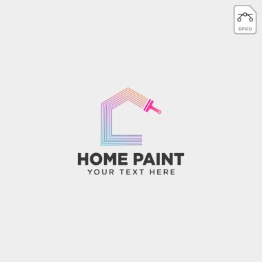 boya fırça renkli logo şablonu vektör simge öğenin ev - vektör