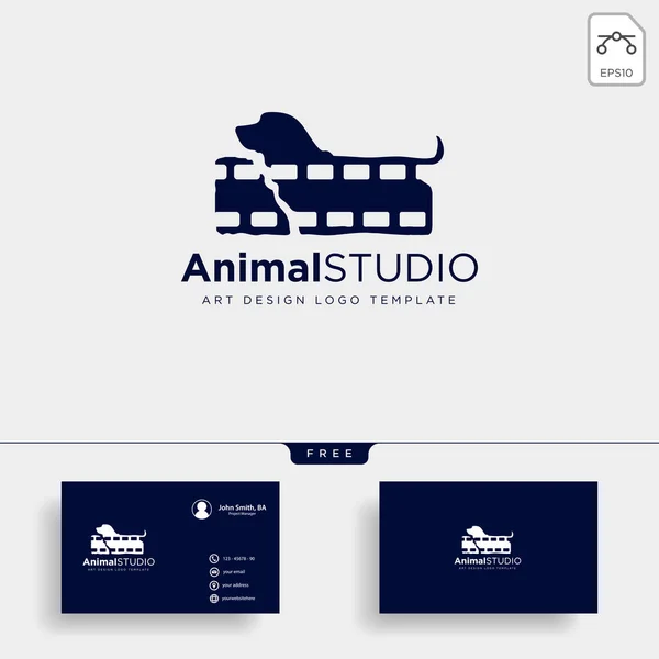 Animal Película Estudio Logotipo Plantilla Vector Icono Elemento Vector — Vector de stock