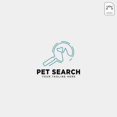 evde beslenen hayvan hayvan logo şablonu ile hat sanat stil simge öğesi izole arama