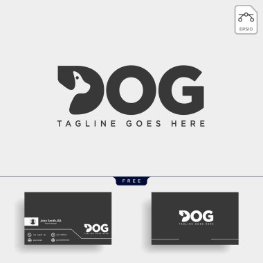 D harfi köpek evde beslenen hayvan hayvan doğrultusunda sanat tarzı logo şablonu vektör simgesi eleman izole