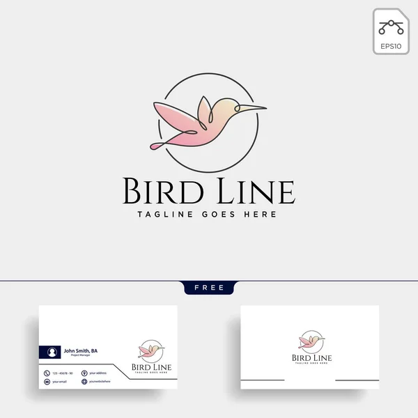 Volando Tarareando Línea Aves Arte Logotipo Plantilla Vector Icono Elemento — Vector de stock