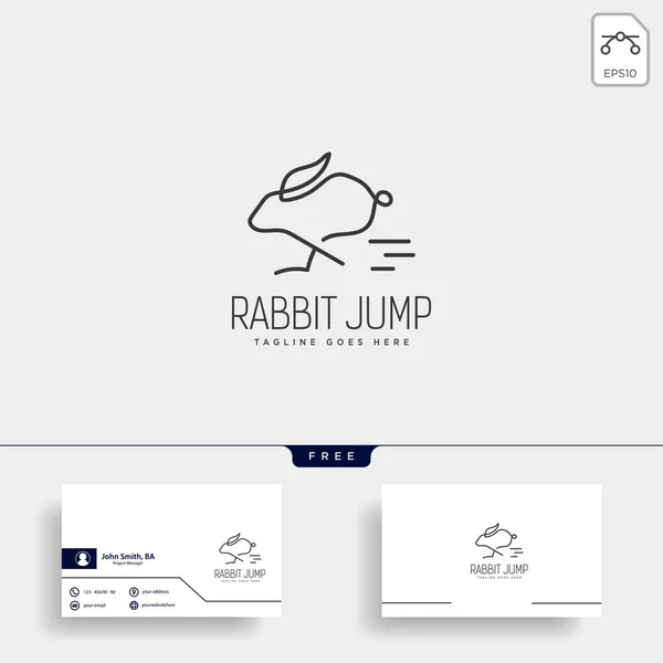 Rabbit Bunny Jump Animal Line Art Style Logo Template Vector — Stock Vector