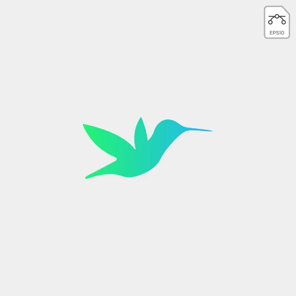 飛行ハミング鳥ライン アート テンプレート ベクトル アイコン要素分離 — ストックベクタ
