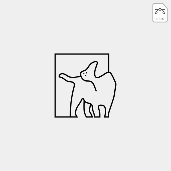 Dog Pet Animal Line Art Style Logo Template Vector Icon — Stock Vector