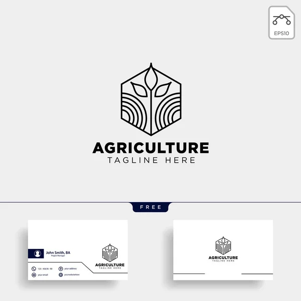 Agricultura Eco Naturaleza Verde Línea Arte Logotipo Plantilla Icono Elemento — Vector de stock