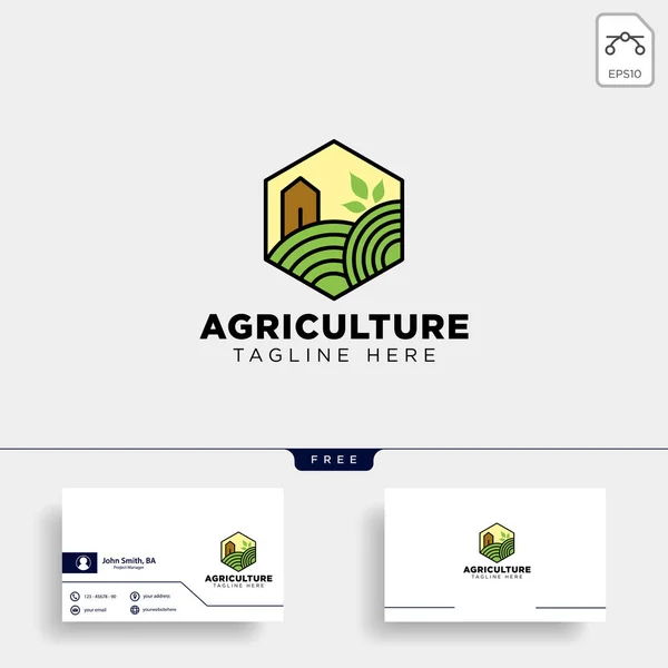 Agricultura Eco Naturaleza Verde Línea Arte Logotipo Plantilla Icono Elemento — Archivo Imágenes Vectoriales