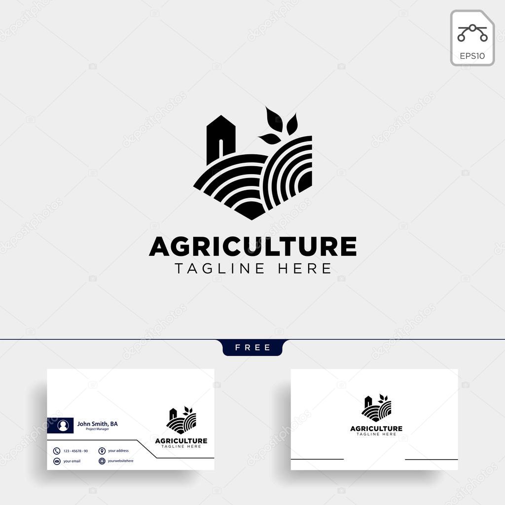 Agriculture eco nature green line art logo template icon element isolated