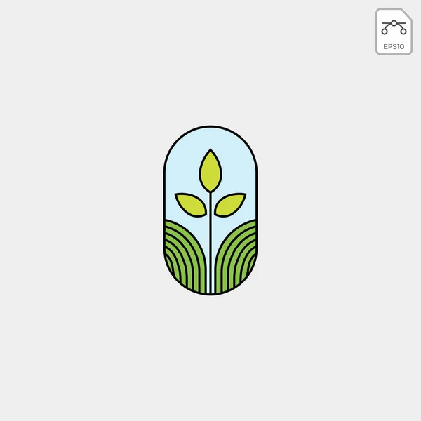 Сільське Господарство Еко Природа Зелена Лінія Мистецтва Логотип Елемент Значок — стоковий вектор