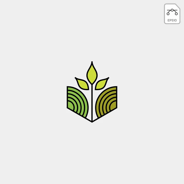 Agriculture Eco Nature Green Line Art Logo Template Icon Element — Stock Vector