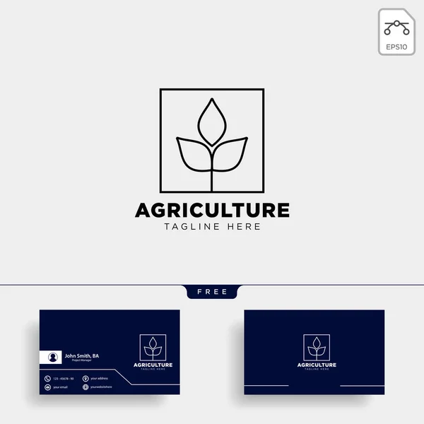 Agricultura Granja Línea Insignia Logotipo Vintage Plantilla Vector Ilustración Icono — Vector de stock