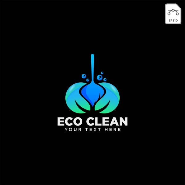 Servicio Limpieza Casa Eco Logo Plantilla Vector Ilustración Icono Elemento — Vector de stock