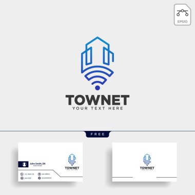 şehir veya ağ bağlantısı logo şablonu vektör illüstrasyon simge eleman izole - vektör şehir