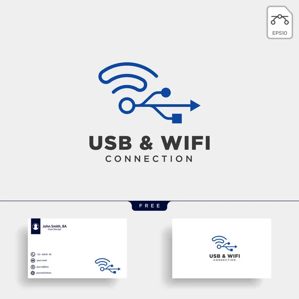 Usb Wifi 连接通信创意徽标模板矢量插图图标元素隔离 — 图库矢量图片