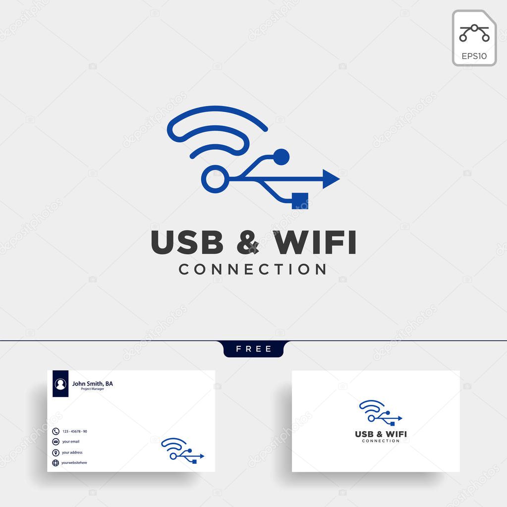 Usb wifi connection communication creative logo template vector illustration icon element isolated - vector