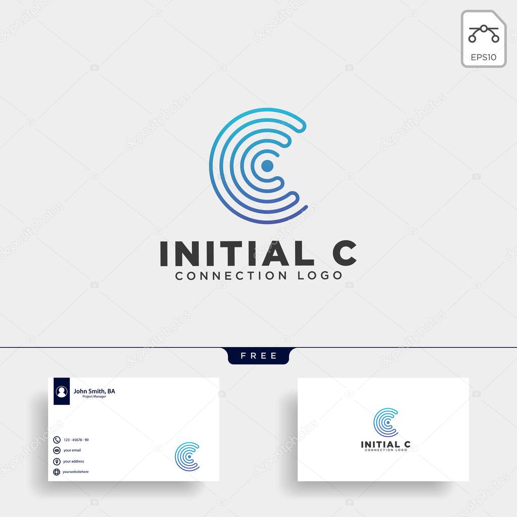 Initial C wifi connection communication creative logo template vector illustration icon element isolated - vector