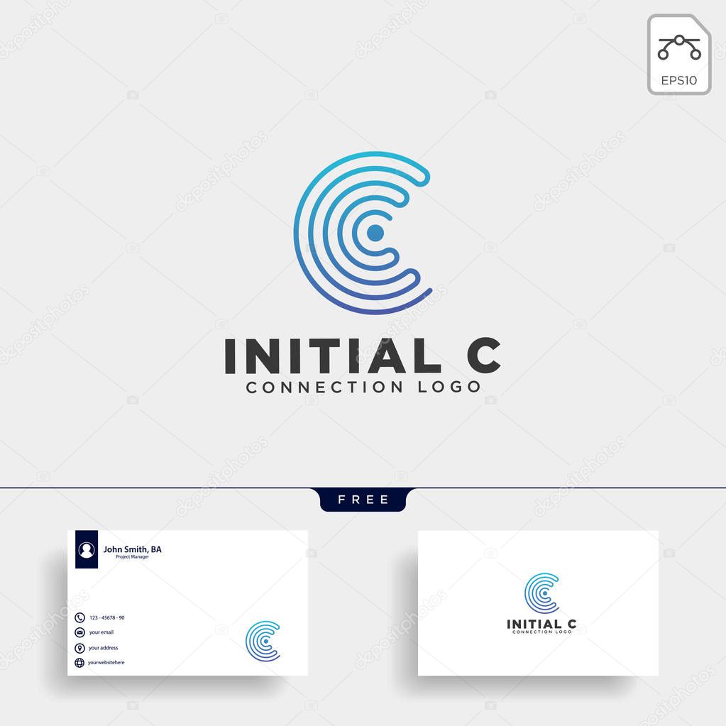 initial C wifi connection communication creative logo template vector illustration icon element isolated - vector