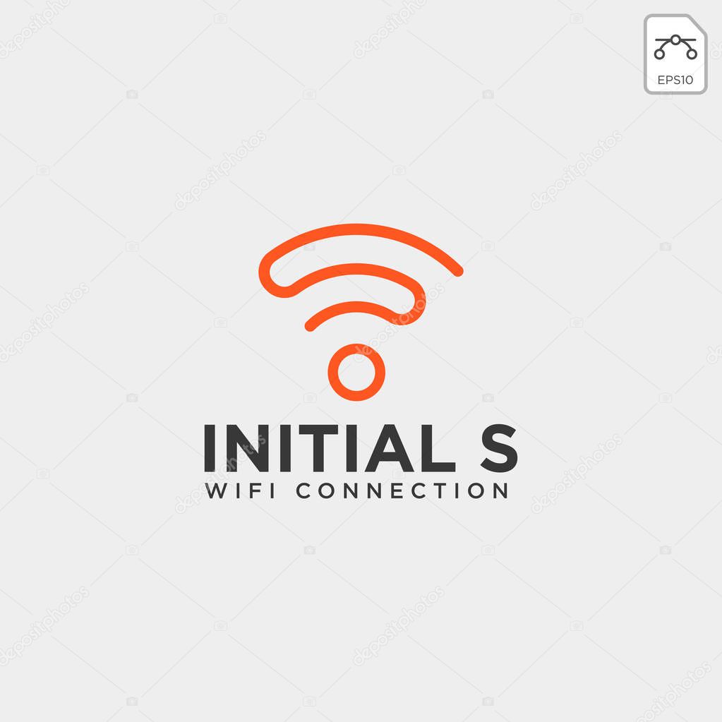 Initial S wifi connection communication creative logo template vector illustration icon element isolated - vector