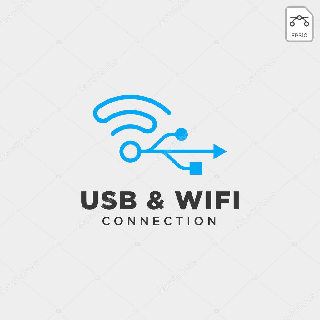 Usb wifi connection communication creative logo template vector illustration icon element isolated - vector