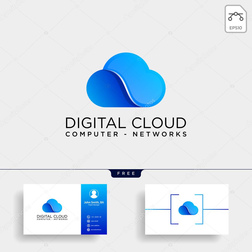Cloud digital technology line logo template vector illustration icon element isolated - vector