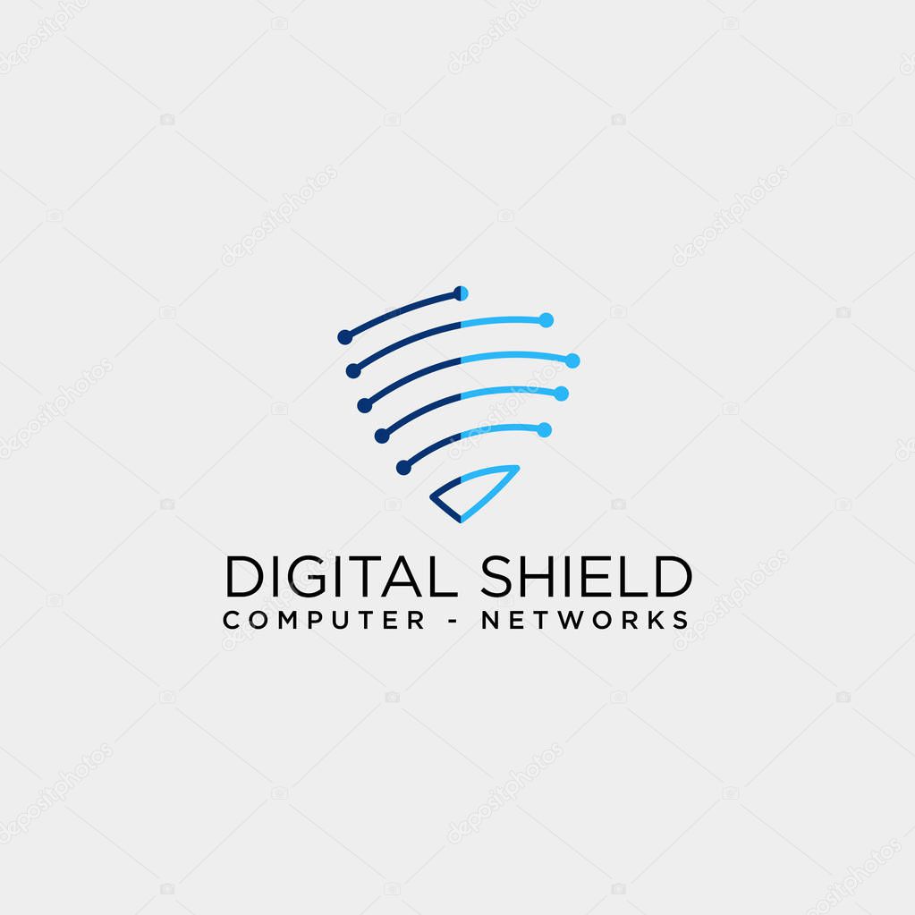 Shield protection network logo template vector illustration icon element isolated - vector