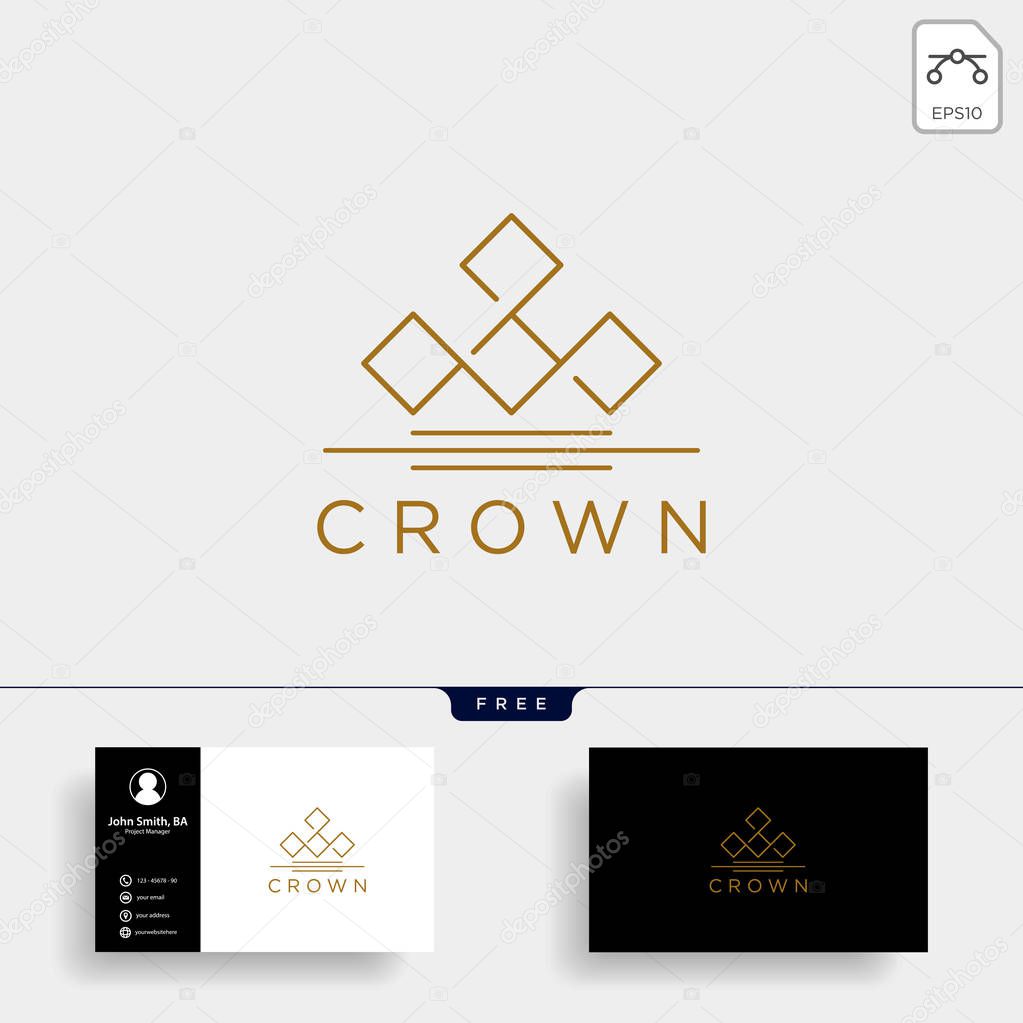 Crown elegant line logo template vector illustration icon element isolated - vector
