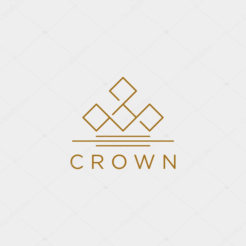Crown elegant line logo template vector illustration icon element isolated - vector
