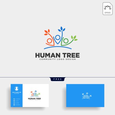 insan ağaç yaprak topluluk logo şablonu vektör illüstrasyon simge eleman izole - vektör