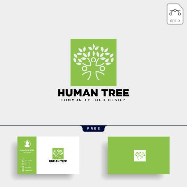insan ağaç yaprak topluluk logo şablonu vektör illüstrasyon simge eleman izole - vektör