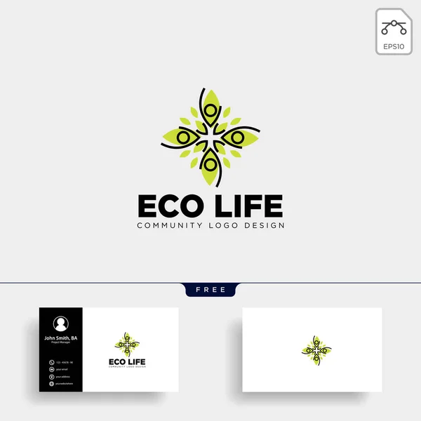 Human Tree Leaf Community Logo Template Vector Illustration Icon Element — Stock Vector