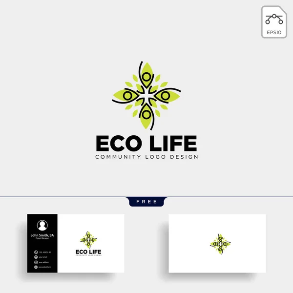 Árbol Humano Hoja Comunidad Logotipo Plantilla Vector Ilustración Icono Elemento — Vector de stock