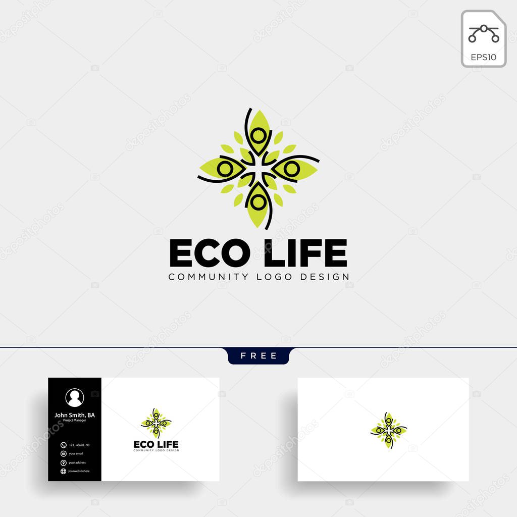 Human tree leaf community logo template vector illustration icon element isolated - vector