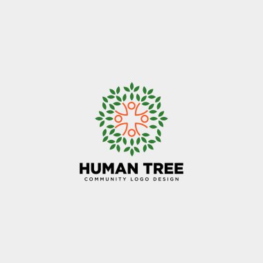 insan ağaç yaprak topluluk logo şablonu vektör illüstrasyon simge eleman izole - vektör