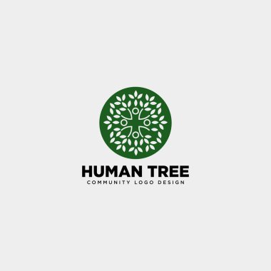 insan ağaç yaprak topluluk logo şablonu vektör illüstrasyon simge eleman izole - vektör