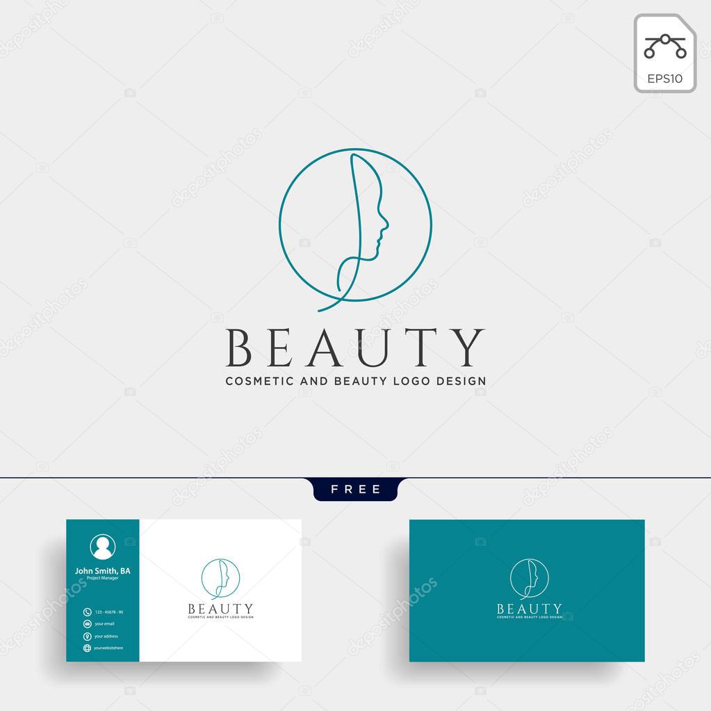 beauty cosmetic line art logo template vector illustration icon element