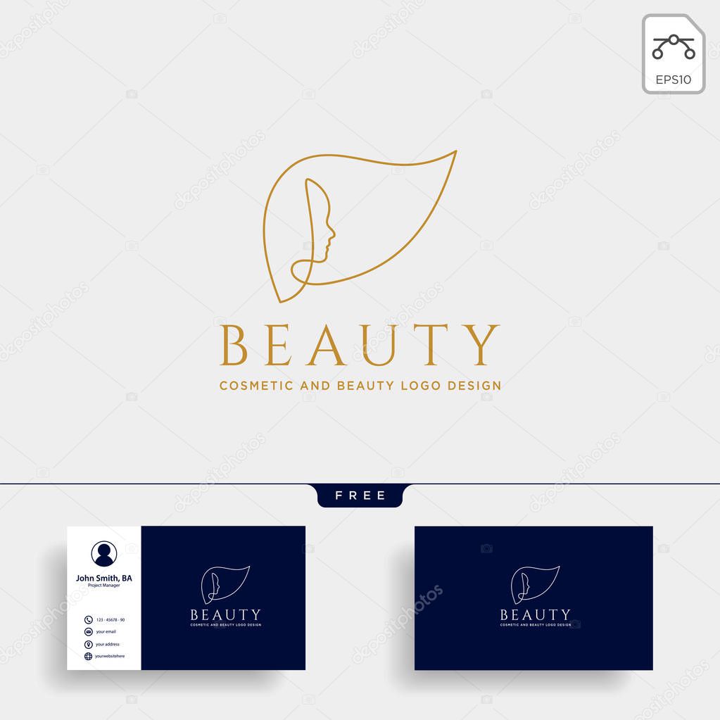 beauty cosmetic line art logo template vector illustration icon element
