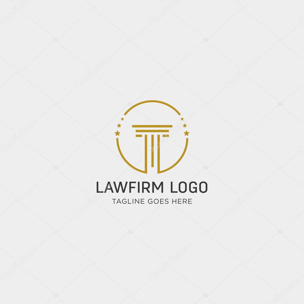 Law firm, advocate creative logo template vector illustration with business card - vector