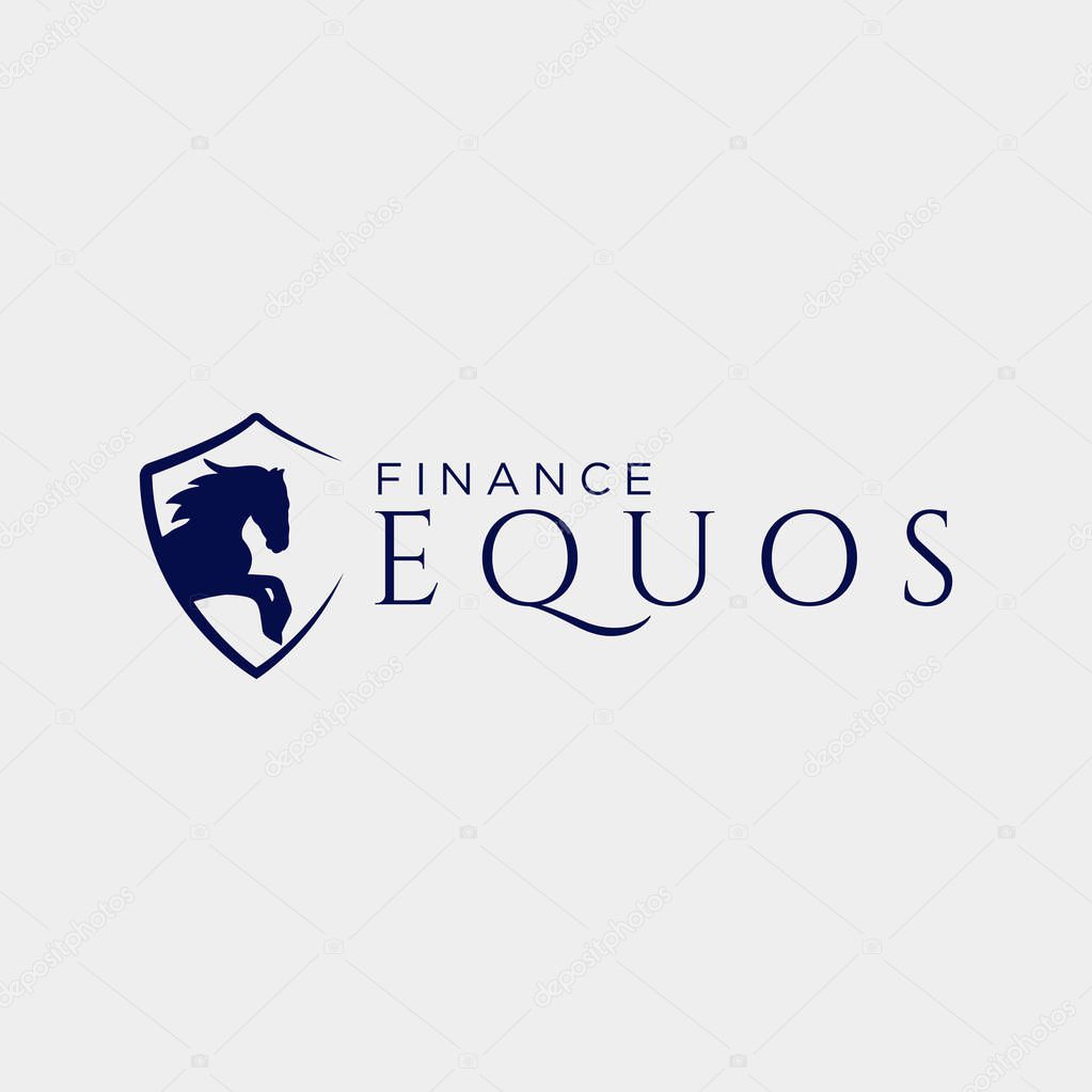 Horse financial, insurance creative logo template vector illustration, icon elements isolated
