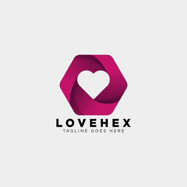 знакомство любовь шестиугольник градиентный логотип шаблон векторной иллюстрации элемент иконки
